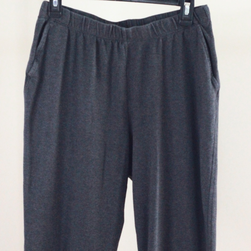 Lands End Sport Knit Straight Leg Womens Size M/P Petite Grey w/ Pockets